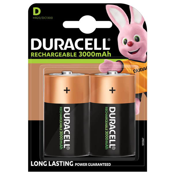 Duracell Rechargeable D 3000mAh Pack of 2